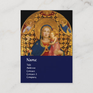 Carte De Visite VIRGIN AVEC ENFANT ET SAINTS Blue Gold Pearl