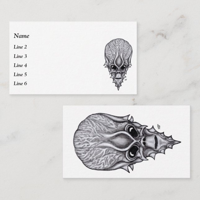 Carte De Visite Visage Alien, Reconstruction faciale du crâne afri (Devant / Derrière)