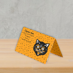 Carte De Visite Visage d'Halloween Chat Noir Vintage Classique Éto