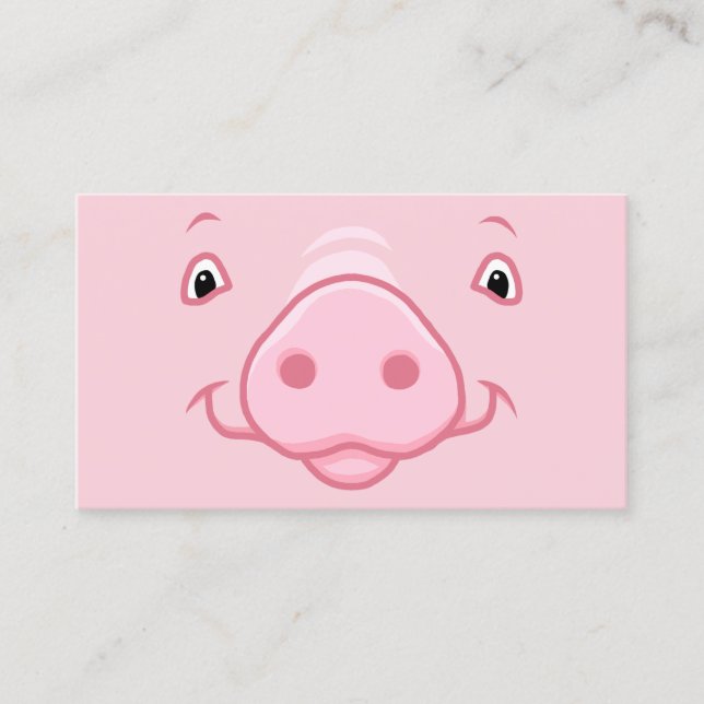 Carte De Visite Visage rose heureux mignon de porc (Devant)