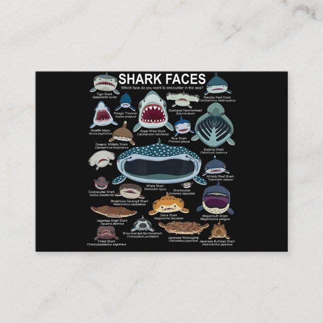 Carte De Visite Visages de requins auxquels vous voulez participer (Devant)