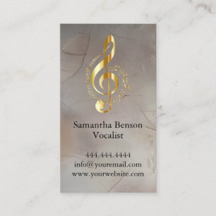 Carte De Visite Vocalist Singer Musical Clef Logo Gold Music