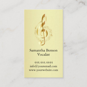 Carte De Visite Vocalist Singer Musical Clef Logo Gold Music