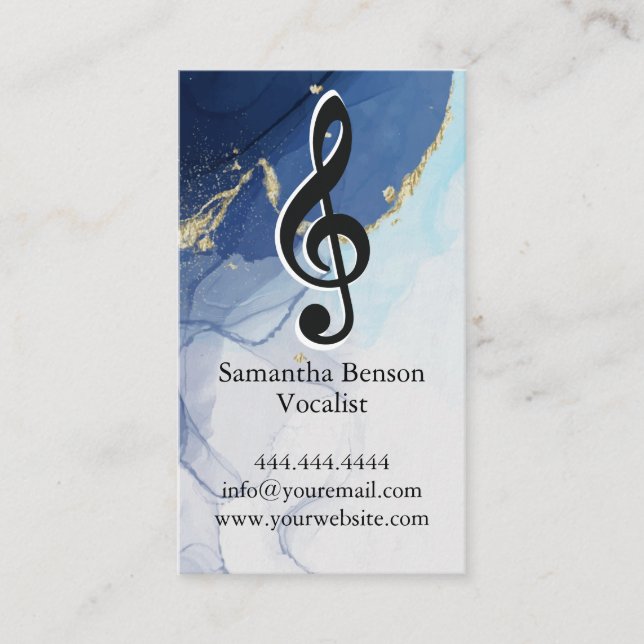 Carte De Visite Vocalist Singer Musical Clef Logo Noir Blanc (Devant)