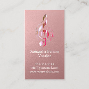 Carte De Visite Vocalist Singer Musical Clef Logo Rose Gold Music
