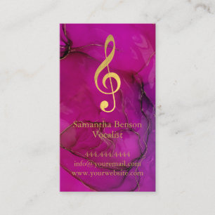Carte De Visite Vocalist Singer Musical Clef Logo Rose Gold Music