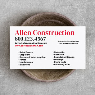 Carte De Visite Voie pavée en brique et Patios