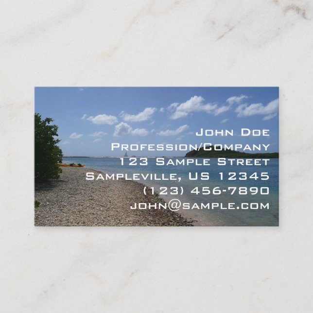 Carte De Visite Voilier au loin à St. Thomas (Devant)