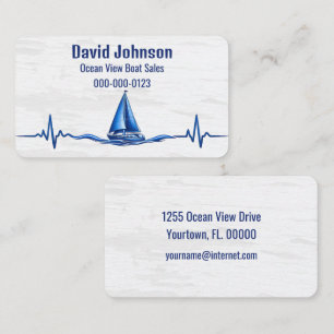 Carte De Visite Voilier naviguant sur une vague de rythme cardiaqu