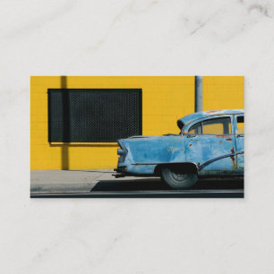 Carte De Visite Voiture bleu rouillé et mur jaune