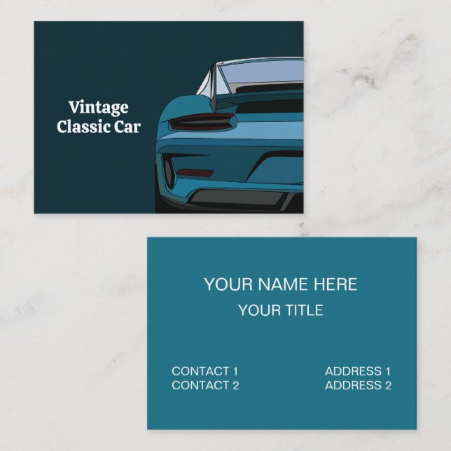 Carte De Visite Voiture Classique Vintage  (Devant / Derrière)