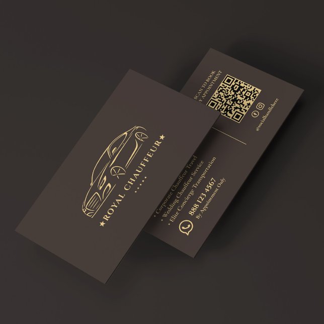 Carte De Visite Voiture de chauffeur exécutif privé minimal Espres (Minimal Private Executive Chauffeur Car Espresso Business Card
)