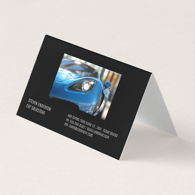 Carte De Visite Voiture de sport bleue | Gros plan  (Devant)