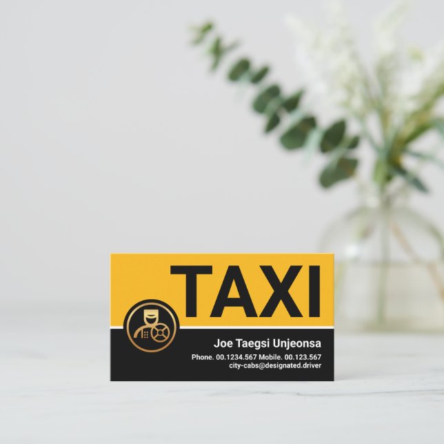 Carte De Visite Voiture de Taxi Jaune Professionnelle (Debout devant)