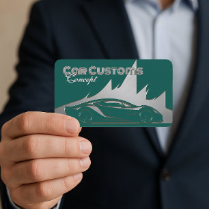 Carte De Visite Voiture moderne Luxueux Turquoise en argent gravé