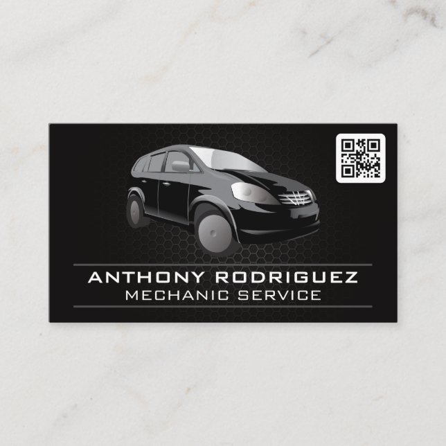 Carte De Visite Voiture noire | Code QR | Services automatiques |  (Devant)