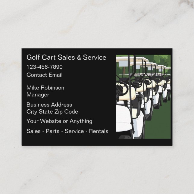 Carte De Visite Voitures de golf et ventes et service de voitures  (Devant)