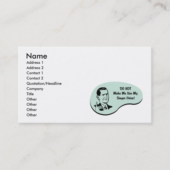 Carte De Visite Voix de chanteur (Devant)