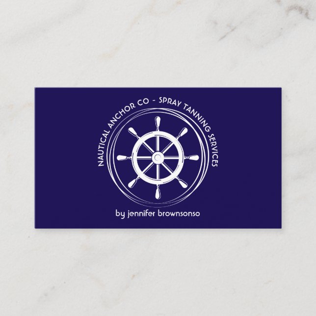 Carte De Visite Volant de navire nautique bleu marine (Devant)