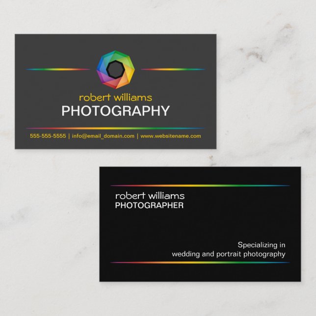 Carte De Visite Volet coloré de photographe (Devant / Derrière)