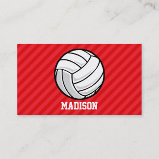 Carte De Visite Volley-ball; rayures rouges écarlates