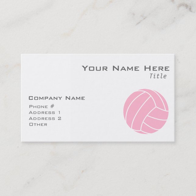 Carte De Visite Volley-ball rose clair (Devant)