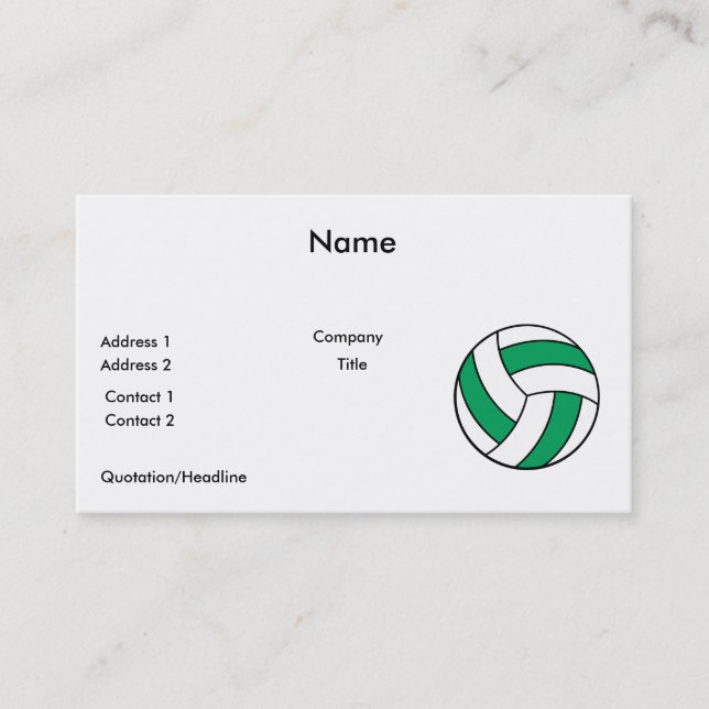Carte De Visite volley-ball vert et blanc (Devant)