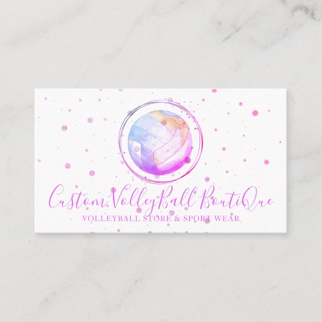 Carte De Visite Volleyball de mode sportive rose (Devant)