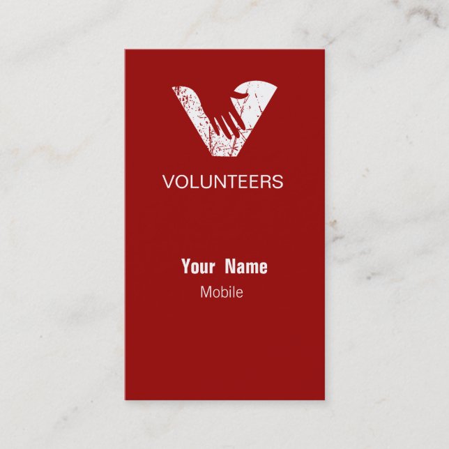 Carte De Visite Volontaires grunges de rouge (Devant)