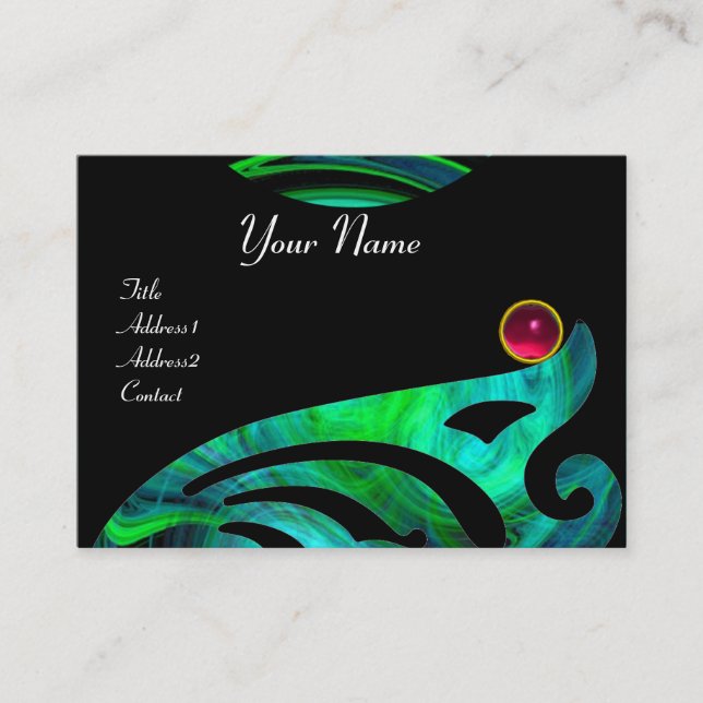 Carte De Visite VORTEX LUMINEUX RUBY bleu vert noir rose jaune (Devant)