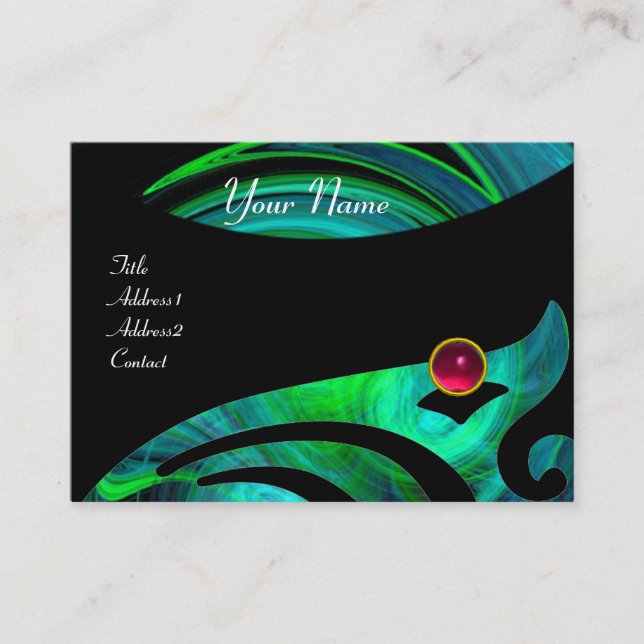 Carte De Visite VORTEX LUMINEUX RUBY bleu vert noir rose jaune (Devant)