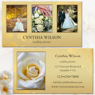 Carte De Visite Vos 4 Photos Elegant Gold Wedding planner