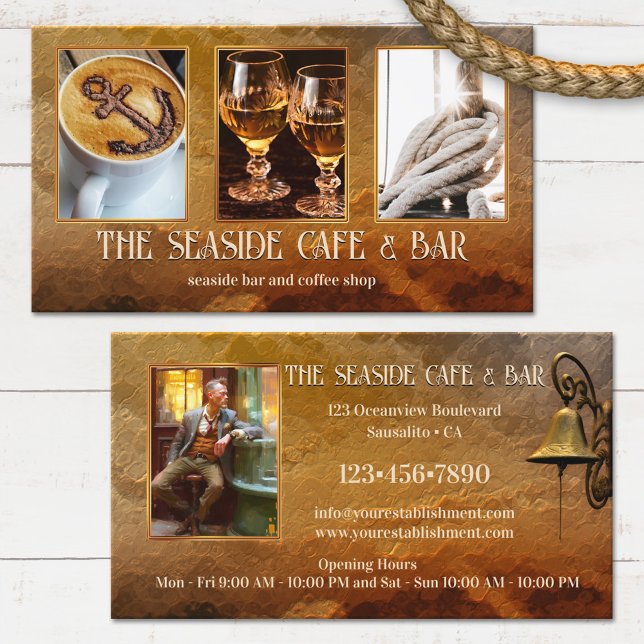 Carte De Visite Vos Photos Bar Café Coastal (Créateur téléchargé)