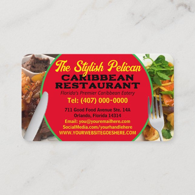 Carte De Visite Vos services de traiteur de restaurant caribéen Ph (Devant)