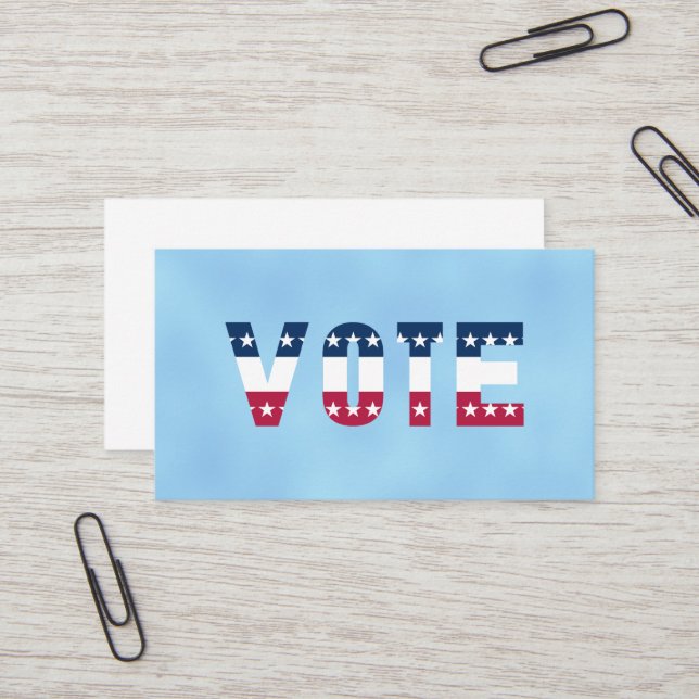 Carte De Visite VOTE Rouge blanc et bleu (étoiles) (Devant/Arrière en situation)