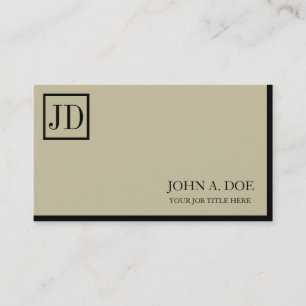 Carte De Visite Votre Carré professionnel Monogramme Tan Black