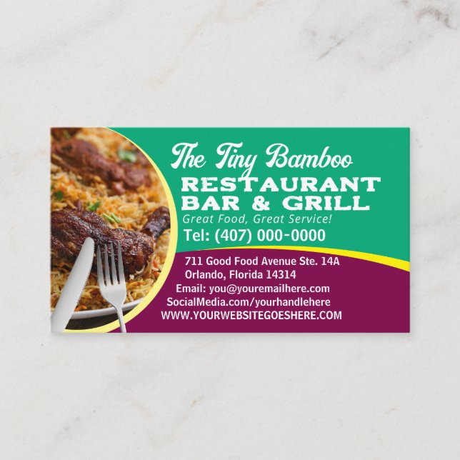 Carte De Visite Votre Chef Cuisinier Cuisine Services de restaurat (Devant)