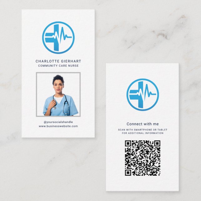 Carte De Visite Votre code QR de logo d'entreprise Photo des emplo (Devant / Derrière)