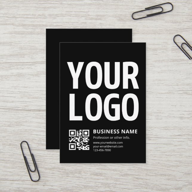 Carte De Visite Votre logo avec QR code et texte modifiables (Devant/Arrière en situation)