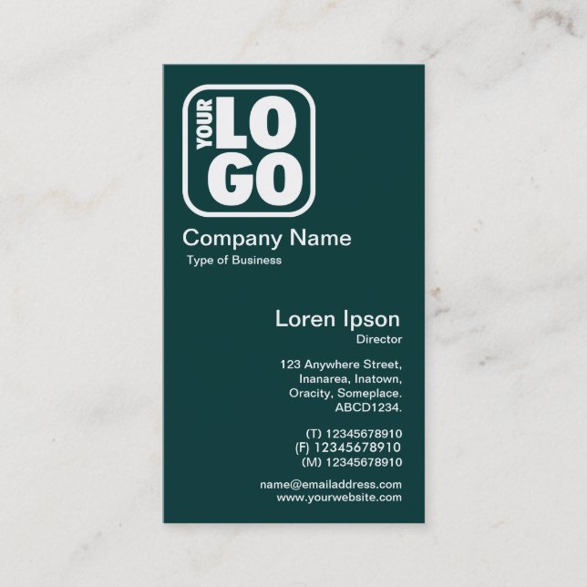 Carte De Visite Votre logo - blanc sur 003333 vert-foncé (Devant)