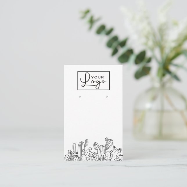 Carte De Visite Votre Logo Cactus Earring Card Social Media Code Q (Debout devant)