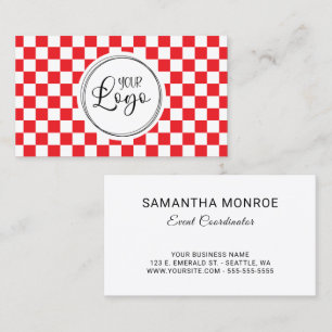 Carte De Visite Votre logo damier rouge et blanc