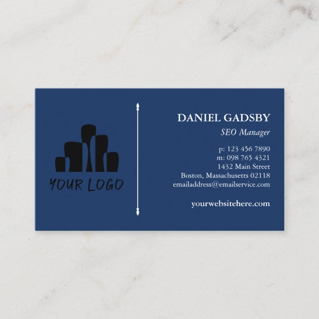 Carte De Visite Votre logo Deep Blue White Practical Minimalist (Devant)
