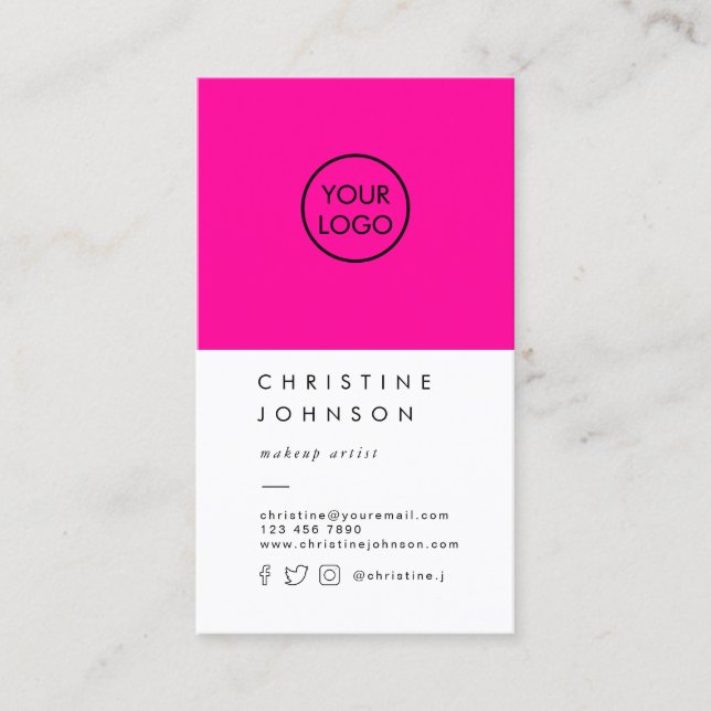 Carte De Visite votre logo en rose néon (Devant)