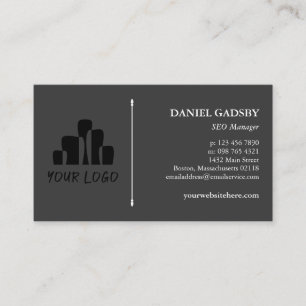 Carte De Visite Votre logo gris foncé blanc pratique minimaliste
