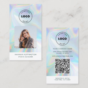 Carte De Visite Votre logo holographique et photo de code QR