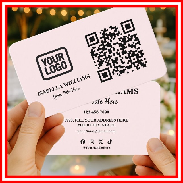 Carte De Visite Votre Logo Ici Simple Moderne Code QR Site Web Ros (Créateur téléchargé)