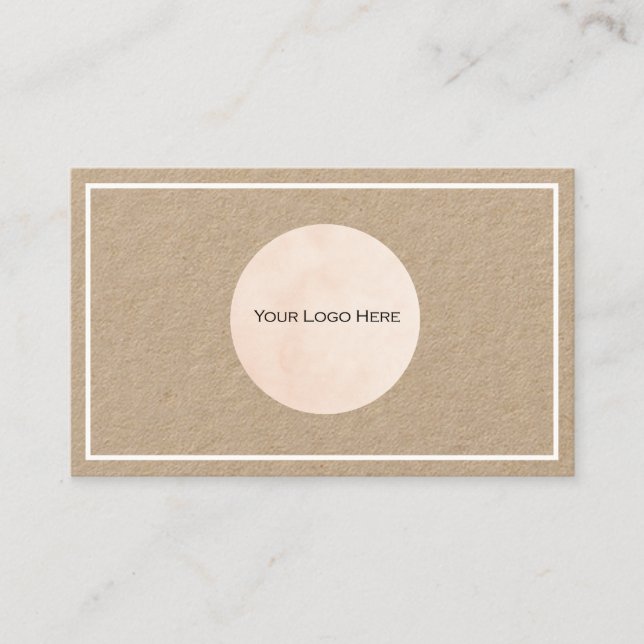 Carte De Visite Votre logo Kraft Bordure blanche Personnalisé (Devant)