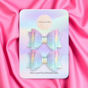 Carte De Visite Votre Logo Pastel Double Bow Écran Clip