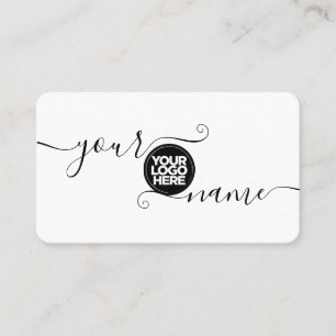 Carte De Visite Votre logo personnalisé Élégant et Simple Script